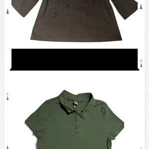 Olive Green Women's Blouse and black top XL